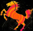 horse orange magenta swirl gold