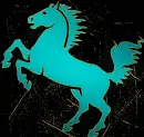 horse teal gold