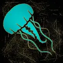jellyfish teal gold