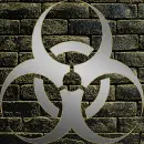 Biohazard Silver on a wall gold