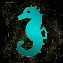 seahorse teal gold