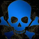 skull blue gold
