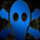 skull blue gold