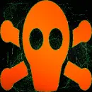 skull orange green