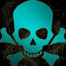 skull teal gold 