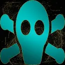 skull teal gold 