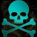 skull teal gold 