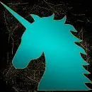 unicorn head teal gold
