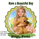 Blonde girl holding bear - Pami