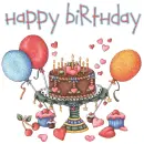 Birthday Cake & Balloons