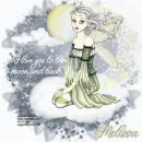 Fairy sitting on a cloud near the moon