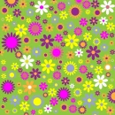 GREEN & YELLOW & Pink Flowered Background