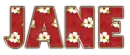 Red with flowers - Jane