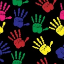 NEON HANDS ON A BLACK BACKGROUND