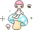 Girl on moshroom