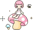 Girl on moshroom