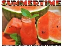 SUMMERTIME, WATERMELON, SEASONS, TEXT, FOOD