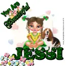 Jessi - Flowers - Girl - Dog -Wonderful