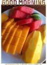 GOOD MORNING, WATERMELON, FOOD, TEXT, GREETINGS