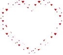 white outline of a heart, with red hearts