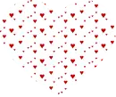 white heart with red hearts in motion