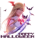 HAPPY HALLOWEEN, GREETINGS, GIRL, HOLIDAYS, TEXT