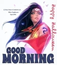 Happy Halloween, WONDER WOMAN, TOONS, CUTE, TEXT