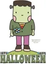 HAPPY HALLOWEEN, FRANKENSTEIN, CUTE, TOONS, TEXT