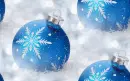 Blue Christmas Bulbs & Snowfall