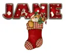 STOCKING TEDDY BEAR JANE TEXT