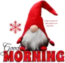 GOOD MORNING, SNOWING, GNOME, TEXT