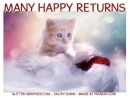 MANY HAPPY RETURNS, HOLIDAYS, KITTEN, TEXT