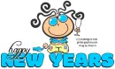 HAPPY NEW YEARS, BUBBLEGUM KIDS, CHEERS, TEXT