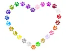 contour of heart with paw prints