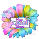 Leah - Happy Birthday - Colorful Flower - Heart Balloons