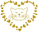hearts frame and a cat