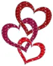 three intertwined hearts