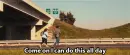 woman chasing man saying "I can do this all day"