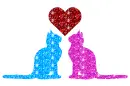 two cats and a heart
