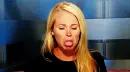 lady making an ick face sticking her tongue out