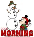 GOOD MORNING, DISNEY, SNOWING, GREETINGS, TEXT