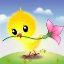 chick with flower