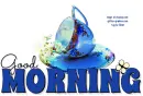GOOD MORNING, TEA CUP, FLOWERS, GREETINGS, TEXT