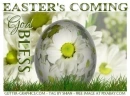 EASTER'S COMING GOD BLESS, HOLIDAYS, DAISIES, TEXT