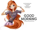 GOOD MORNING, CARTOON, GIRL, TEXT