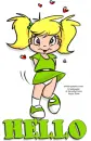 Hello, CARTOON, GIRL, GREETINGS, TEXT