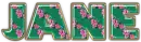 Green with pink flowers - Jane