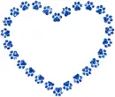 contour of heart with paw print