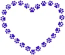 contour of heart with paw print