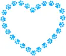 contour of heart with paw print